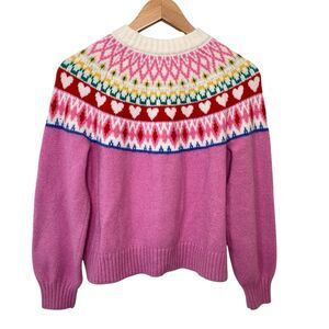 Old Navy Girls SoSoft Unisex Pullover Sweater Fair Isle Pink Heart 10-12 Yrs Old